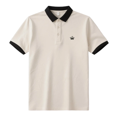 Men's Regular Fit Contrast Trim Polo Shirt – Half Zip, Short Sleeve, Summer Casual/Sporty Top for Daily Wear