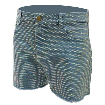 black rhinestone stretch denim MCE shorts