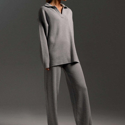 Knit Top and Wide Leg Pants 2 Piece Set