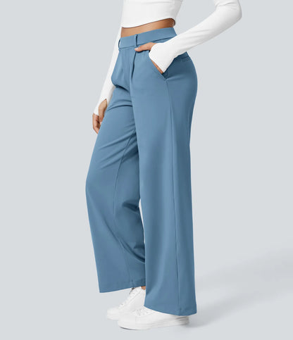 ⏰Big Spring Sale!High Waisted Side Pocket Straight Leg Work Pants