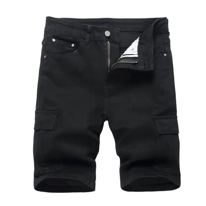 Men's Ripped Denim Shorts, Stretch, Distressed Street Style