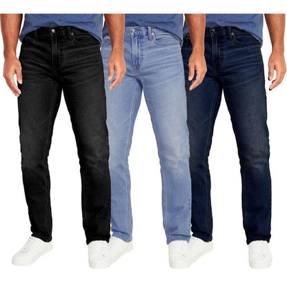 👖Men's 3-Pack Flex Stretch Slim Straight Jeans with 5 Pockets Denim Fabric (Sizes 30-46)(30-36)