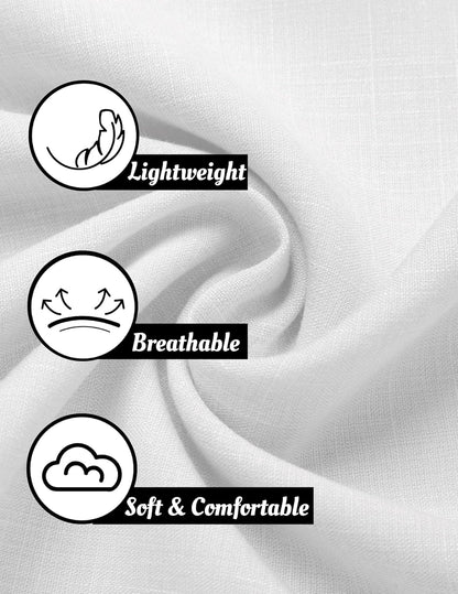 Men's Linen Shirts Short Sleeve Casual Shirts Button Down Shirt for Men Beach Summer Wedding Shirt