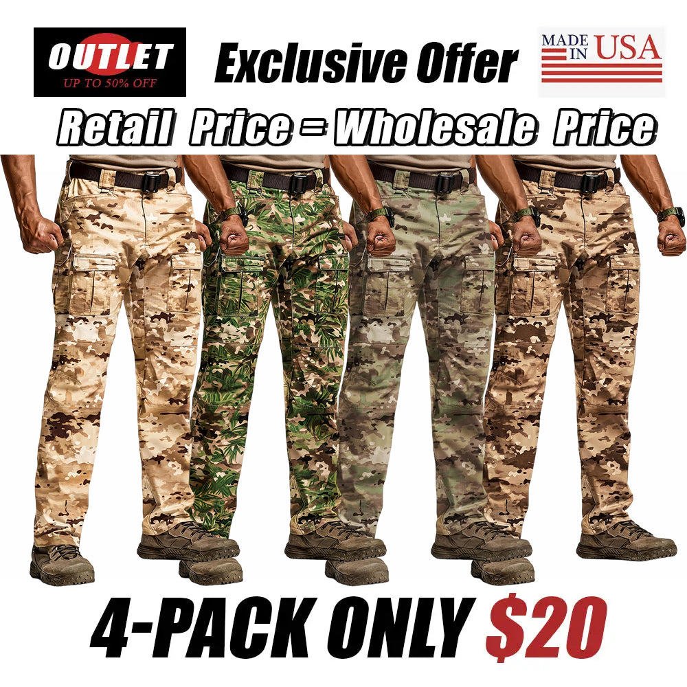 Men's Flex Ripstop Tactical Pants, Water Resistant Stretch Cargo Pants, Lightweight EDC Hiking Work Pants