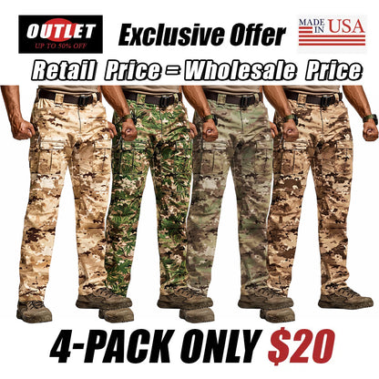 Men's Flex Ripstop Tactical Pants, Water Resistant Stretch Cargo Pants, Lightweight EDC Hiking Work Pants