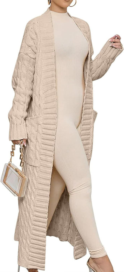 Women's Long Cardigan 2024 Oversized Coat Long Sleeve Open Cardigan Knitted Extra Long Coat Autumn Fashion Jacket Clothes