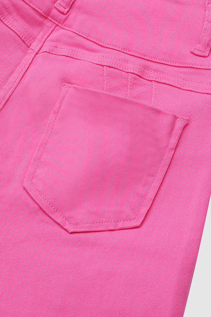 Solid Cut Out Waist Skinny High Waist Capri Jeans
