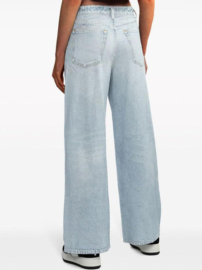Women's Sweatpant Jeans Print Denim Sweatpants High Waisted Full-Length Wide Leg Pants Baggy Comfort Faux Jeans
