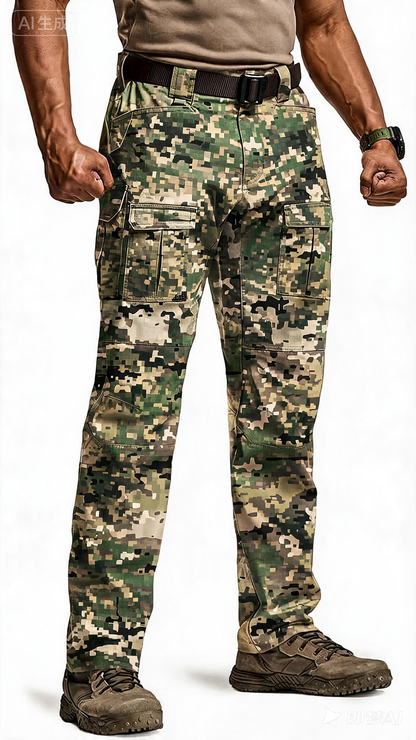 Men's Flex Ripstop Tactical Pants, Water Resistant Stretch Cargo Pants, Lightweight EDC Hiking Work Pants