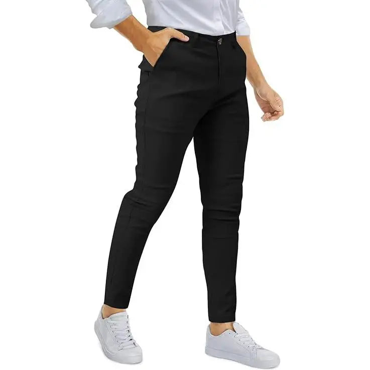 Men's Casual Slim Fit Pants Skinny Stretch Dress Slacks