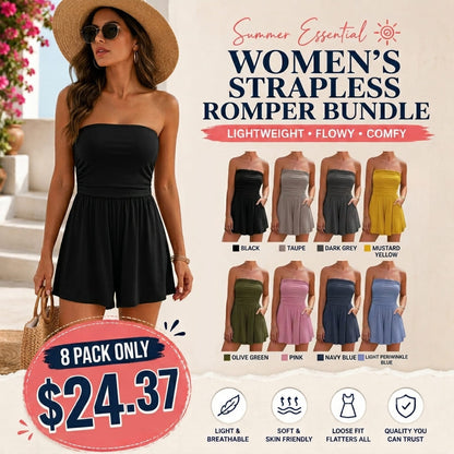 Summer Womens Romper 2026 Spring Strapless Tube With Pockets