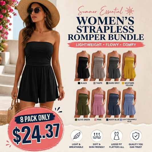 Summer Womens Romper 2026 Spring Strapless Tube With Pockets