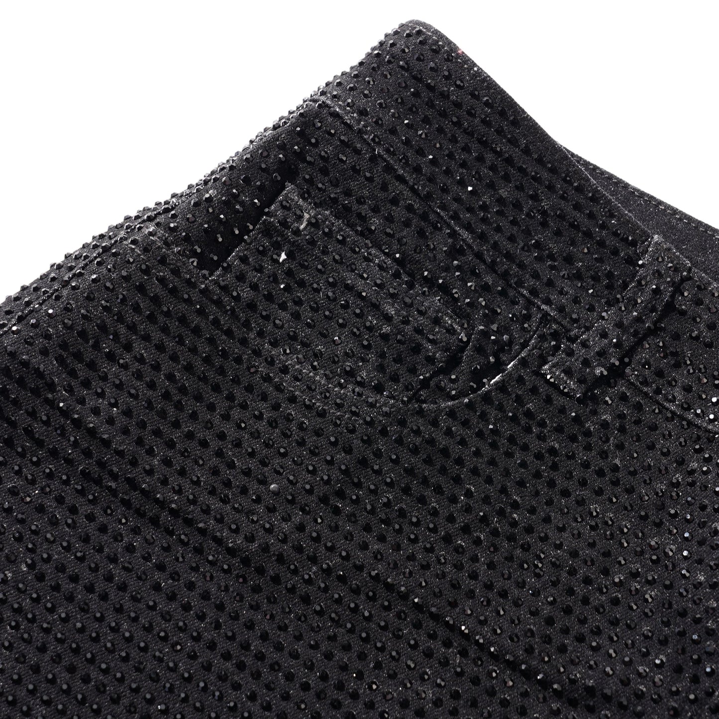 black rhinestone stretch denim MCE shorts