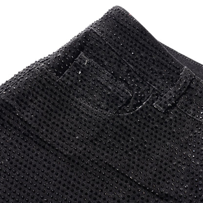 black rhinestone stretch denim MCE shorts