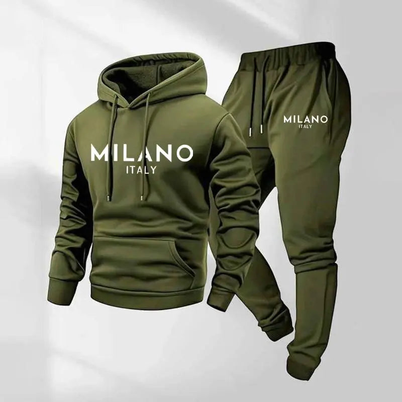 Men's Milano Printed Hoodie and Drawstring Sweatpants Set