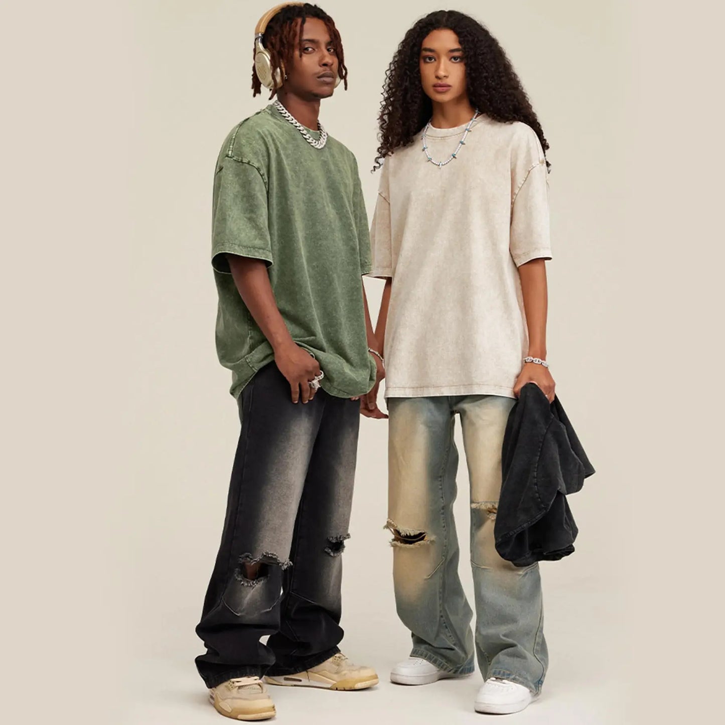 Oversized T Shirts Acid Wash Cotton Crew Neck Half Short Sleeve Summer Unisex Tees Casual Loose Fit Solid Streetwear Comfortable Tops Basic Womenswear Plain Tshirt