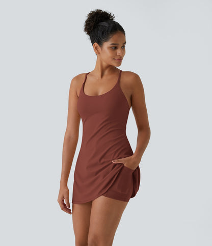 Women’s Active Dress – Cloud-Soft Breathable Tennis Dress with Pockets, Easy-On Backless Design for Yoga, Golf, and Daily Wear