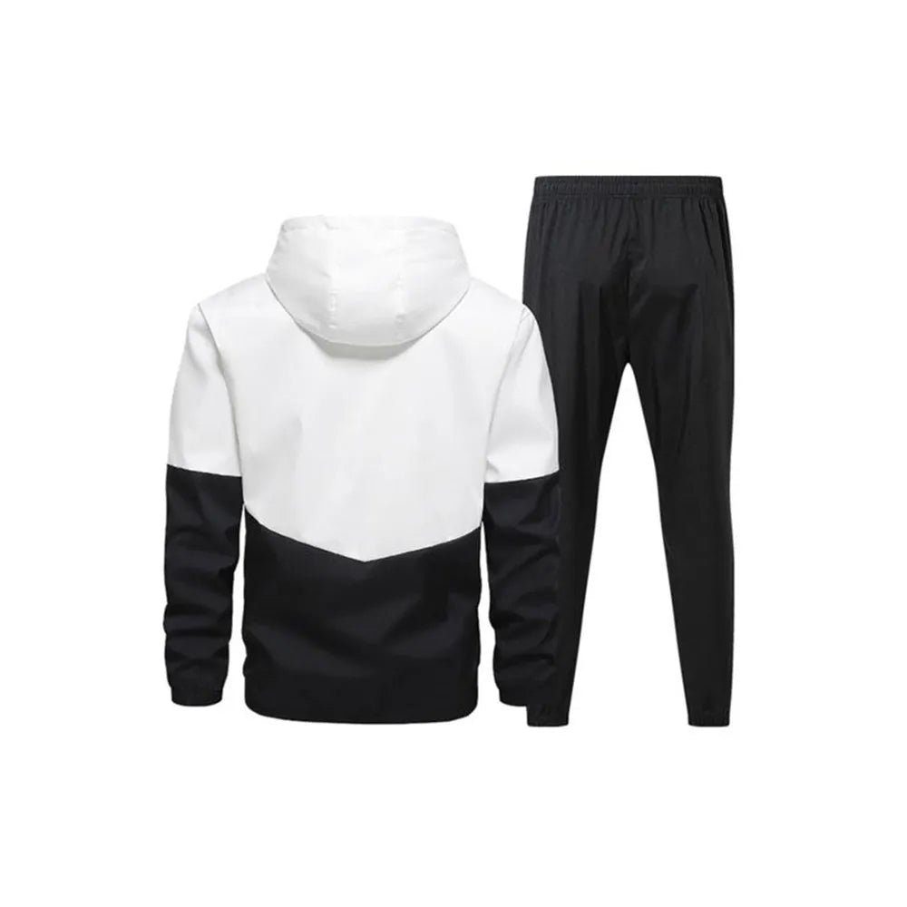 Men’s Colorblock 2-Piece Tracksuit: Full Zip Hoodie + Jogging Pants
