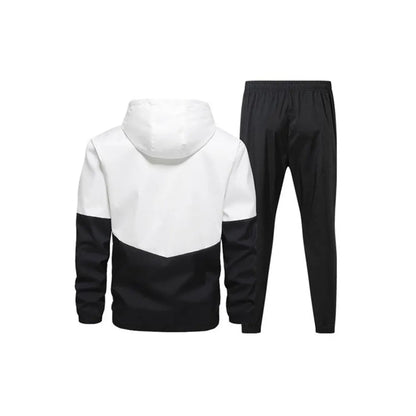 Men’s Colorblock 2-Piece Tracksuit: Full Zip Hoodie + Jogging Pants