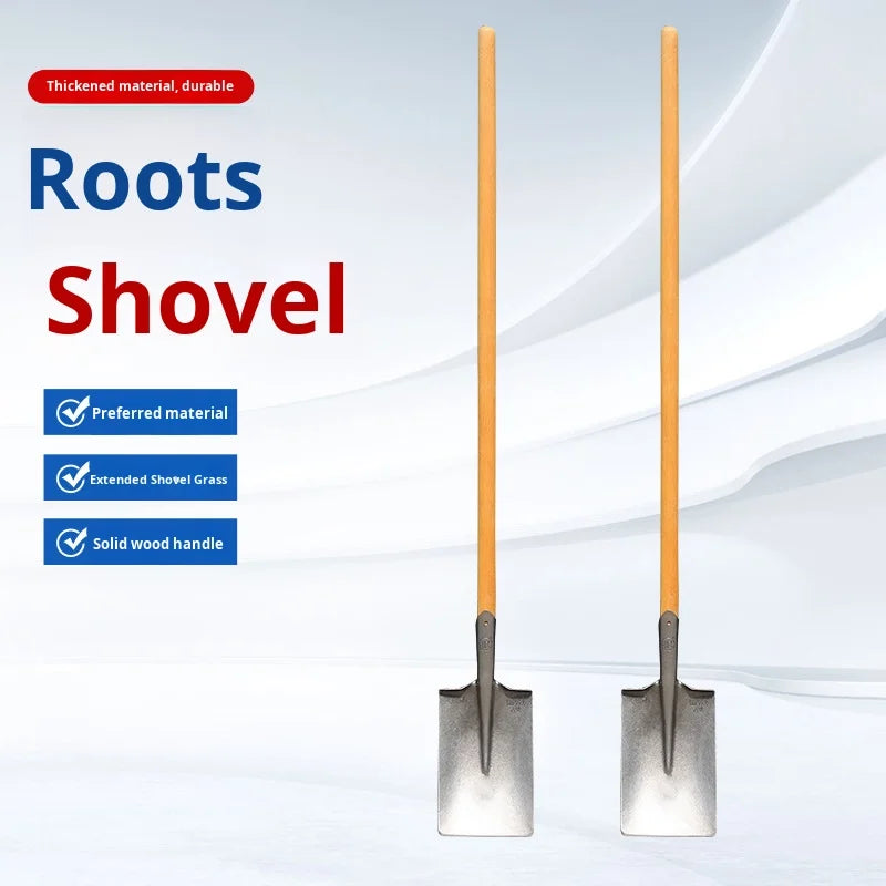 Genuine Brand All-Steel Shovel Flat Head Flat Mouth Optional Wooden Handle Thickened Iron Shovel for Agricultural Use Mud Shovel