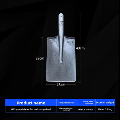 Genuine Brand All-Steel Shovel Flat Head Flat Mouth Optional Wooden Handle Thickened Iron Shovel for Agricultural Use Mud Shovel