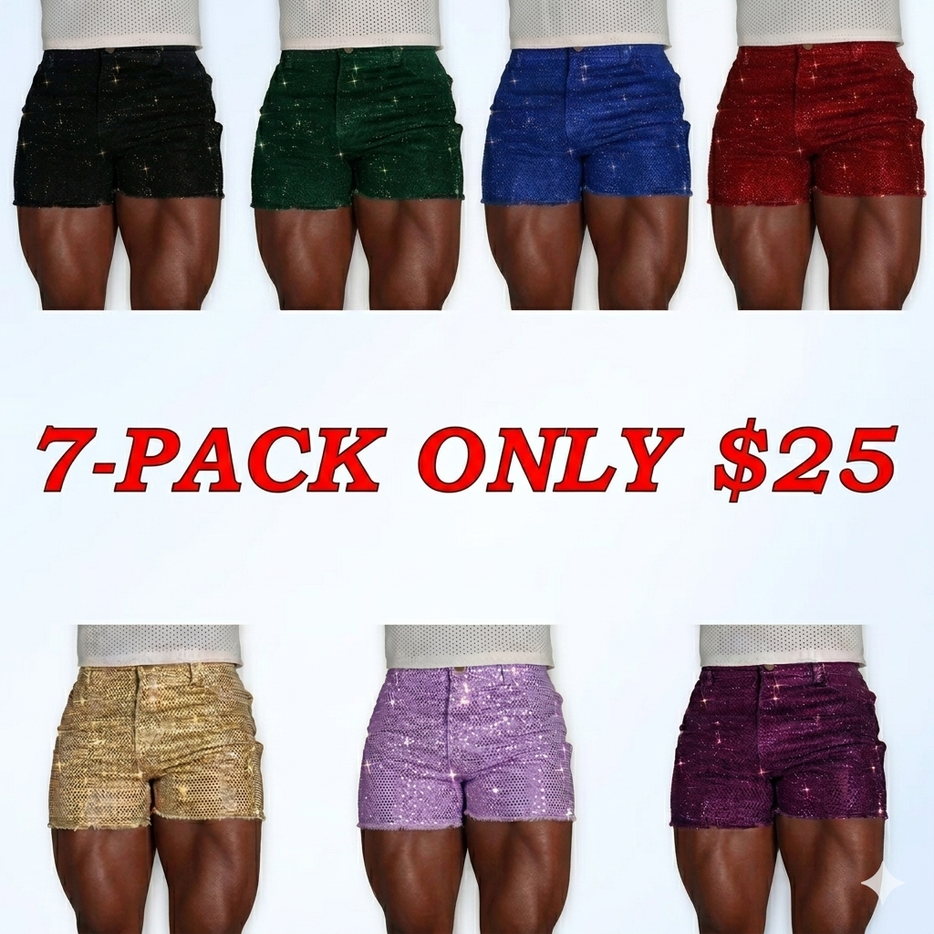 black rhinestone stretch denim MCE shorts