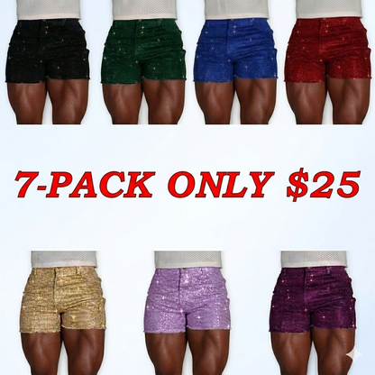 black rhinestone stretch denim MCE shorts