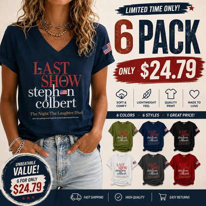 V-Neck Retro Last Show Print T-Shirt
