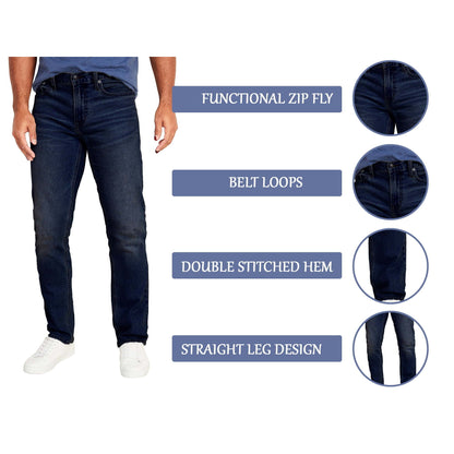 👖Men's 3-Pack Flex Stretch Slim Straight Jeans with 5 Pockets Denim Fabric (Sizes 30-46)(30-36)