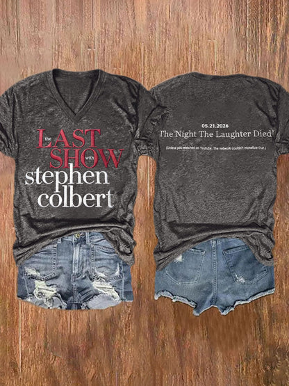 V-Neck Retro Last Show 05.21.2026 The Night The Laughter Died Print T-Shirt