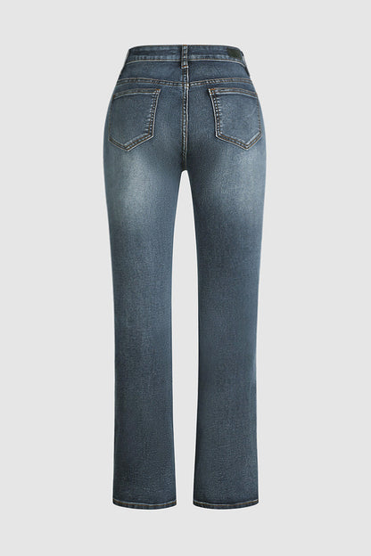 🔥LAST DAY 80% OFF🔥Mid-waist bootcut jeans with floral embroidery