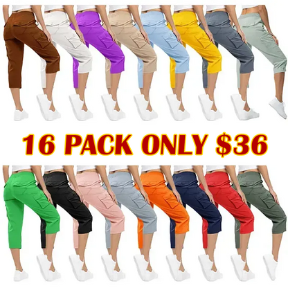 🔥Last day promotion🔥Women's Cargo Capris Lightweight Hiking Pants Shorts Cropped Cotton