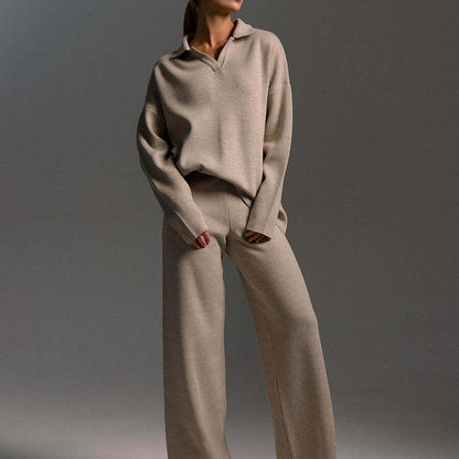 Knit Top and Wide Leg Pants 2 Piece Set