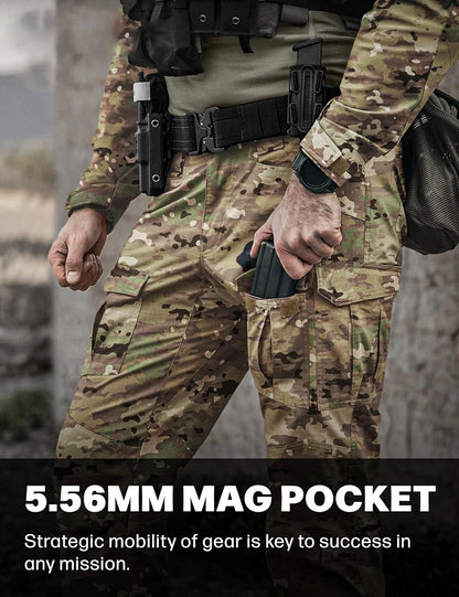 Men's Flex Ripstop Tactical Pants, Water Resistant Stretch Cargo Pants, Lightweight EDC Hiking Work Pants