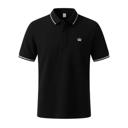 Men's Regular Fit Contrast Trim Polo Shirt – Half Zip, Short Sleeve, Summer Casual/Sporty Top for Daily Wear