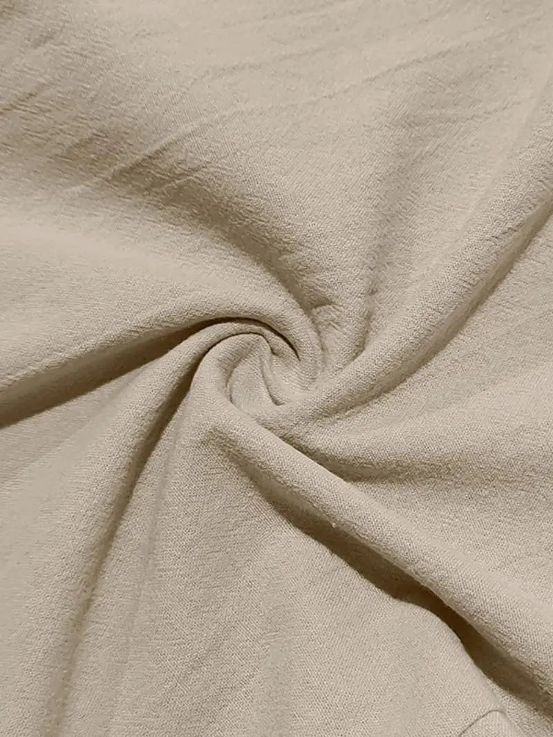 Men's Solid Button Design Linen Pants