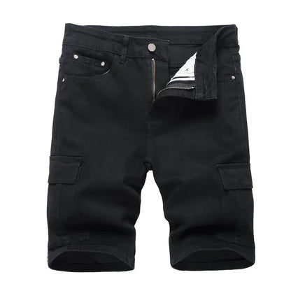 Men's Stretch Ripped Denim Cotton Comfort Shorts.