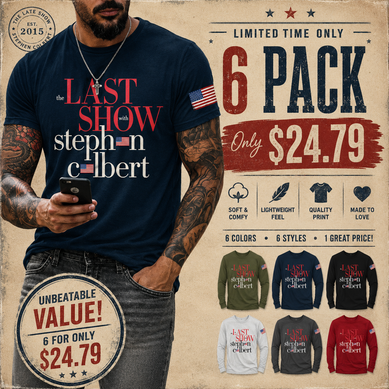 Men's Retro Last Last Show Print T-Shirt