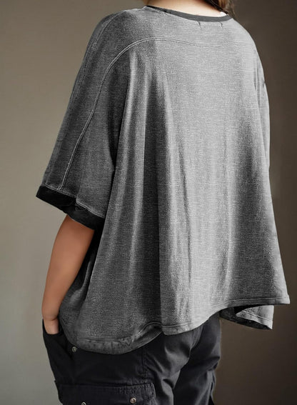 Dokotoo Summer Shirts 2025 Womens Solid T Shirts for Women Loose Oversized Tops Basic Tee
