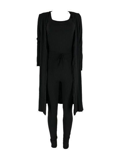Women 3 Piece Wide Leg Pants Set Casual Long Sleeve Jacket Cardigan With Solid Tank Pants Set Dinner Suit Women