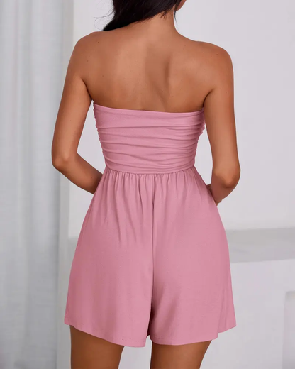 Summer Womens Romper 2026 Spring Strapless Tube With Pockets