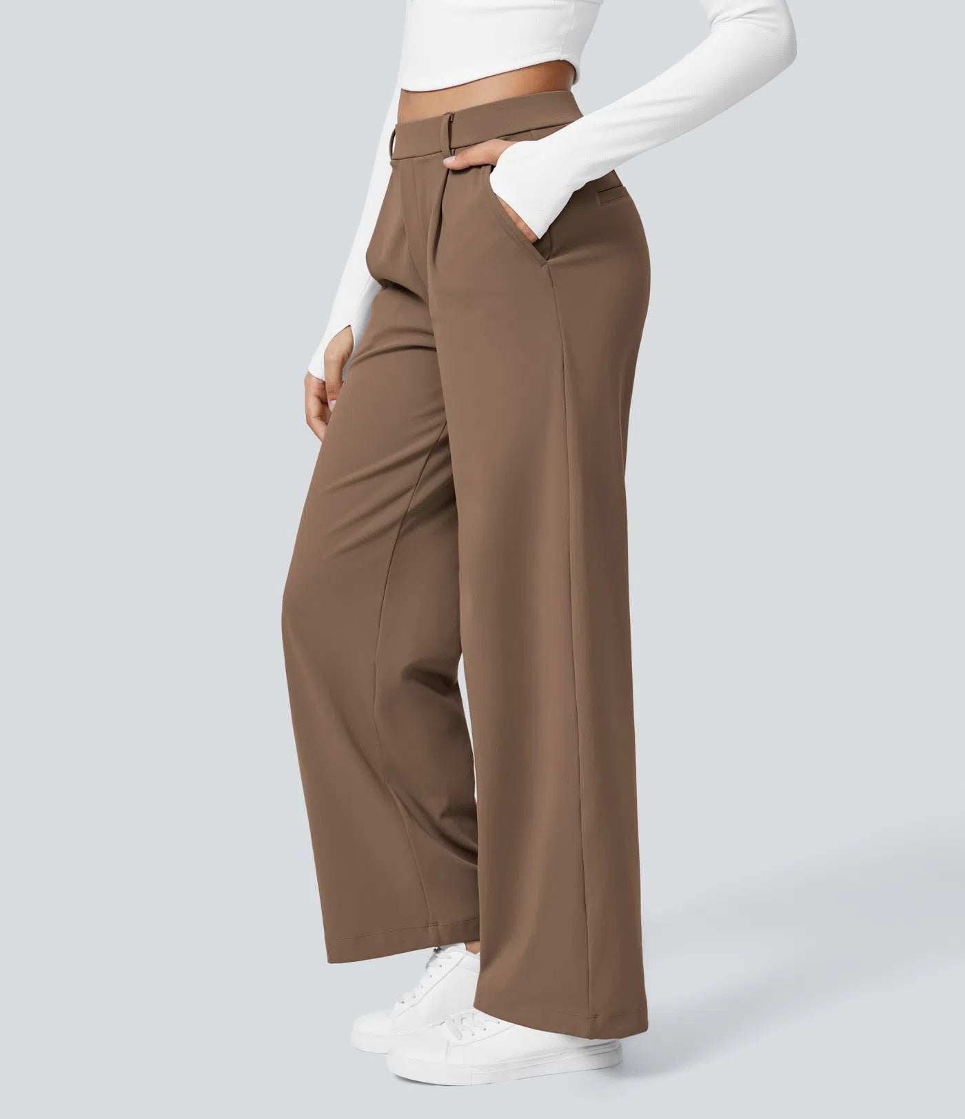 ⏰Big Spring Sale!High Waisted Side Pocket Straight Leg Work Pants