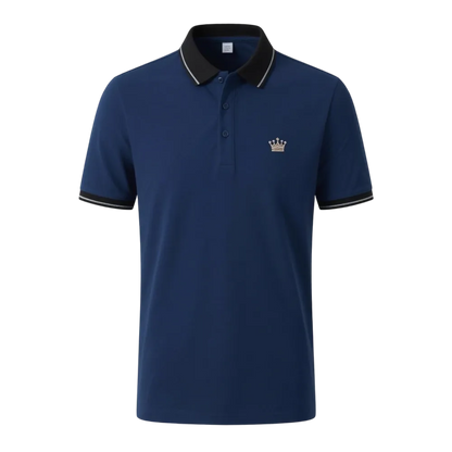 Men's Regular Fit Contrast Trim Polo Shirt – Half Zip, Short Sleeve, Summer Casual/Sporty Top for Daily Wear