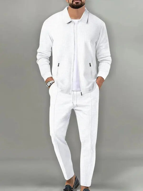 Men’s Zip-Up Tracksuit Set – Sporty 2-Piece Jacket & Pants with Drawstring Waist