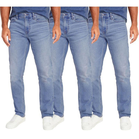 👖Men's 3-Pack Flex Stretch Slim Straight Jeans with 5 Pockets Denim Fabric (Sizes 30-46)(30-36)