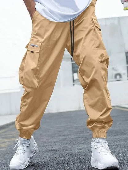 Men's Baggy Solid Color Drawstring Casual Cargo Pants