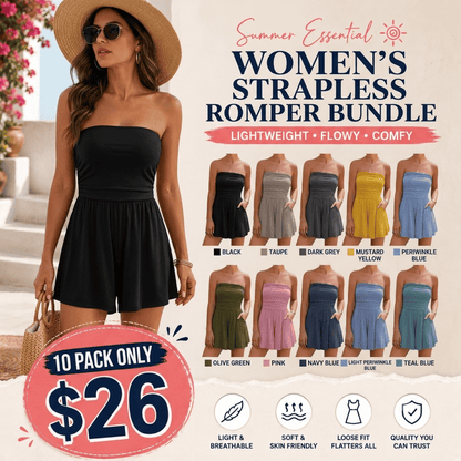 Summer Womens Romper 2026 Spring Strapless Tube With Pockets