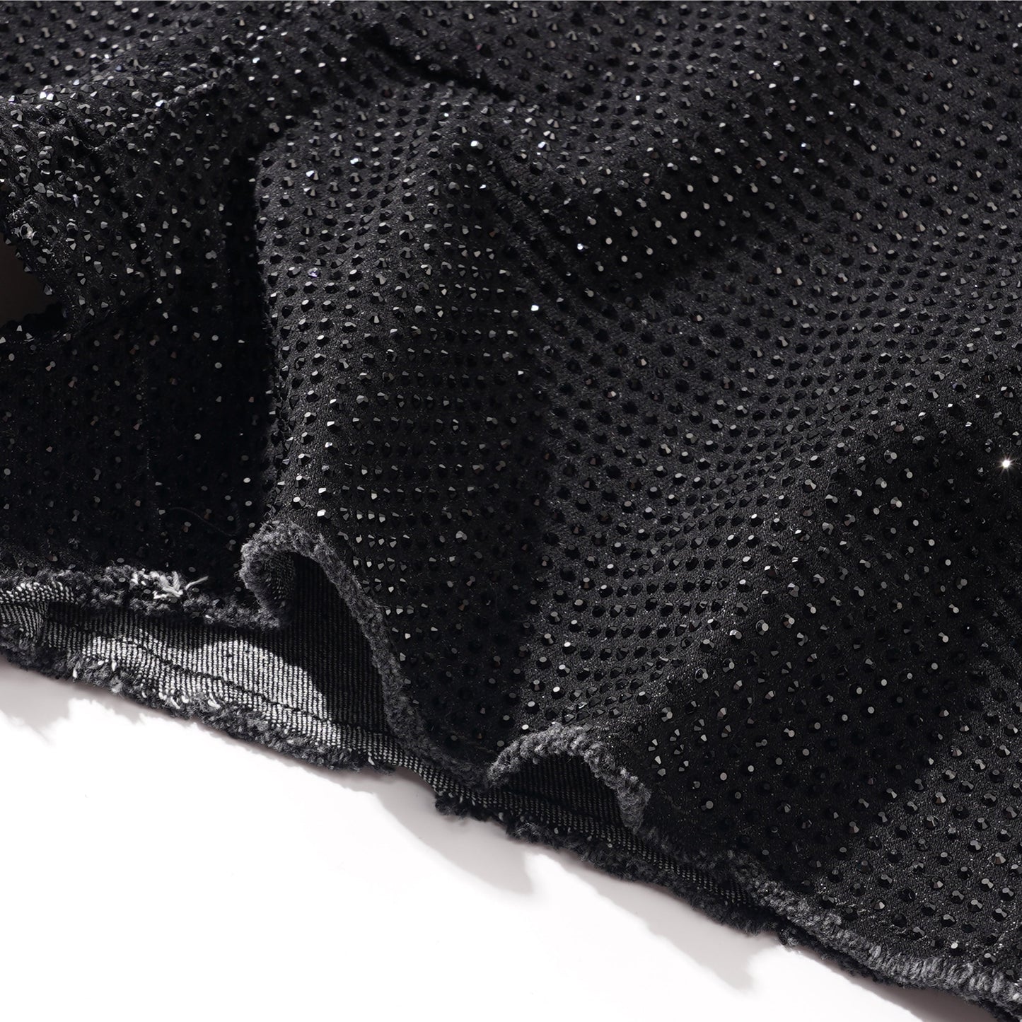 black rhinestone stretch denim MCE shorts