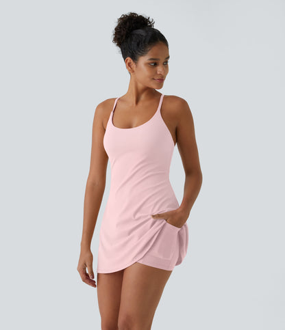 Women’s Active Dress – Cloud-Soft Breathable Tennis Dress with Pockets, Easy-On Backless Design for Yoga, Golf, and Daily Wear