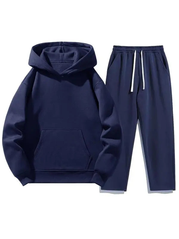 Men’s Casual Hoodie & Jogger Set – Two-Piece Daily Outfit